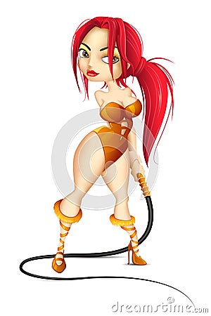 Lady with Whip Vector Illustration