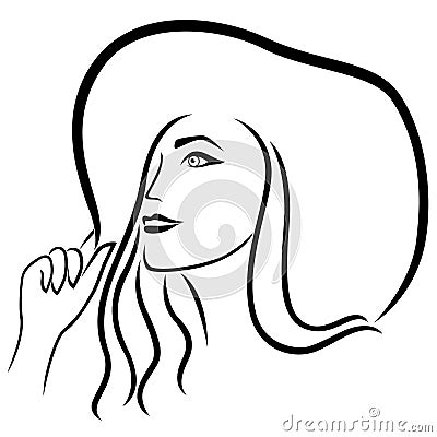 Lady in the wide-brimmed hat Vector Illustration