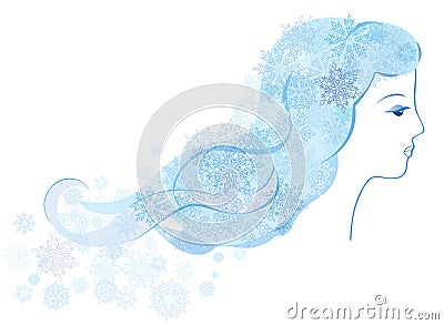 Lady Winter with snowflakes Vector Illustration