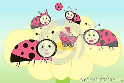 Ladybird family illustration Vector Illustration