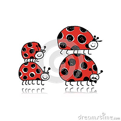 Ladybird family for your design Vector Illustration
