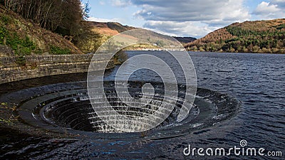 Ladybower reservoir overflow Stock Photo
