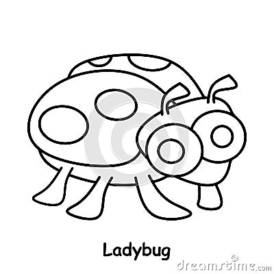 Ladybug children book illustration, trace and coloring vector world wild animal Vector Illustration