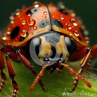 High Detailed Ladybug Macro Photography Stock Photo