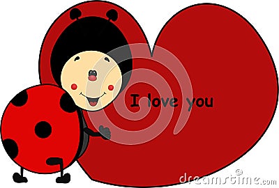 Ladybug Cartoon With Heart I Love You Royalty Free Stock Photos - Image