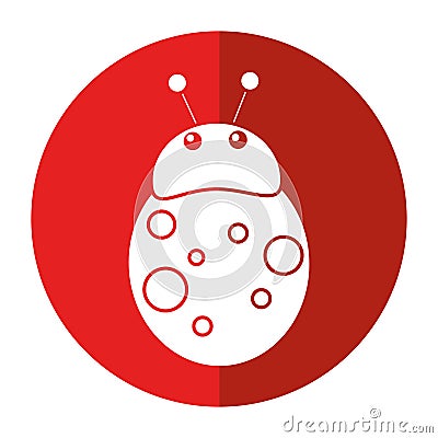 Ladybug fly antenna animal shadow Vector Illustration