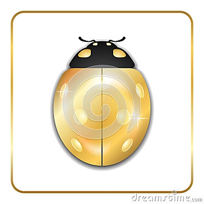 Ladybug gold insect small icon Vector Illustration