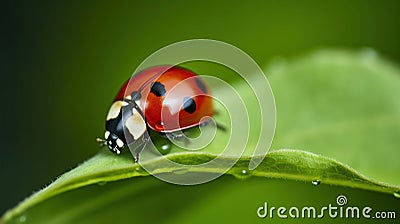 Graceful Encounters, Ladybugs Dancing Amidst the Blades of Grass, Generative AI Stock Photo