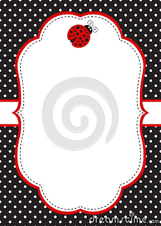 Ladybug invitation template Vector Illustration