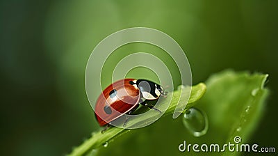 Ladybugs Dancing Amidst the Blades of Grass. Generative AI Stock Photo