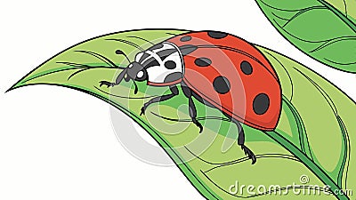Ladybug on a leaf, simple and charming vector nature art. vector design Generative AI Vector Illustration