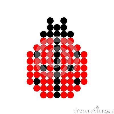 Ladybug pattern. Dots pixel ladybug image. Vector Illustration