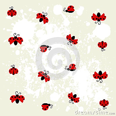 Ladybug pattern, on Gray splash background Stock Photo
