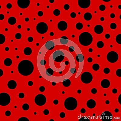 Ladybug seamless pattern. Lady bug background with red and black colors. Ladybird texture for print. Summer, spring fashion in Vector Illustration