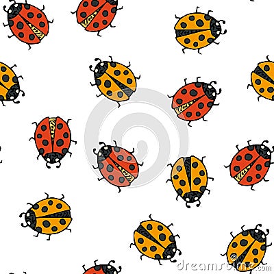 Ladybug seamless pattern. Vector illustration. Vector Illustration