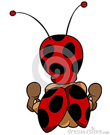 Ladybug Sitting From Back Vector Illustration