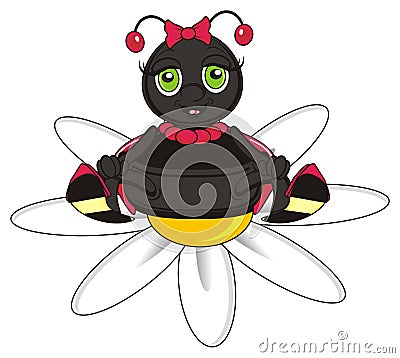 Ladybug sitting on the flower Stock Photo