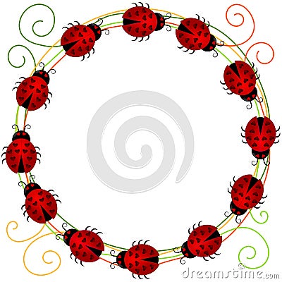 Ladybugs border frame Stock Photo