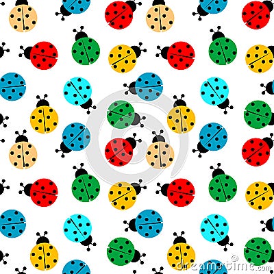 Ladybugs in colors seamless pattern Vector Illustration