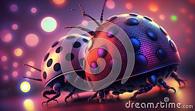 Ladybugs Disco Party Cartoon Illustration