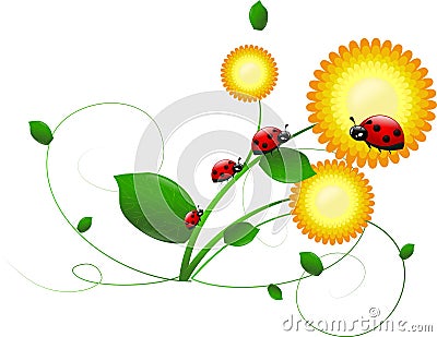 Ladybugs on flower Stock Photo