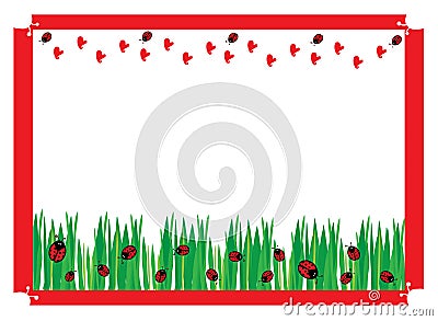 Ladybugs on green field Stock Photo