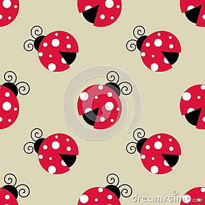 Ladybugs seamless background repeating pattern, wallpaper background, cute seamless pattern background Stock Photo
