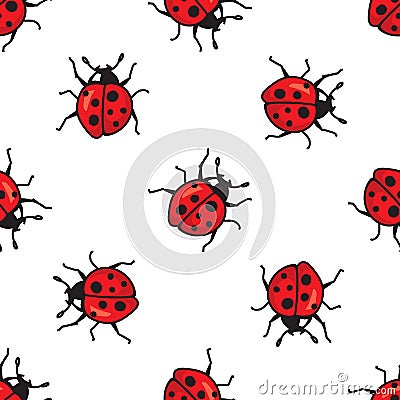 Ladybugs seamless pattern. Vector Vector Illustration