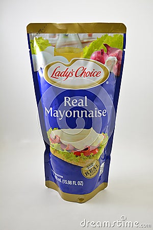 Ladys Choice Real Mayonnaise squeeze pack in Manila, Philippines Editorial Stock Photo