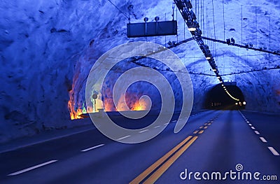 Laerdal Tunnel Norway Stock Photo