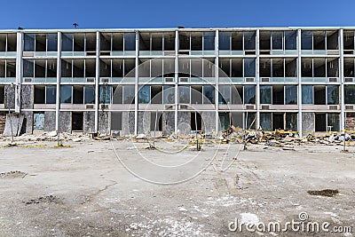 Lafayette - Circa June 2017: Abandoned Hotel Property, Vandals and thieves have stolen many of the televisions and furniture V Editorial Stock Photo