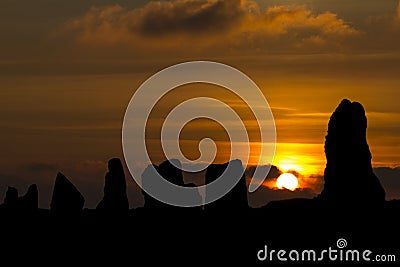 Lagatjar Monoliths at sunset Stock Photo
