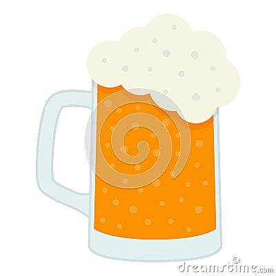 Lager Beer Glass Flat Icon Isolated on White Vector Illustration