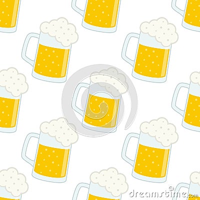 Lager Beer Glass or Mug Seamless Pattern Vector Illustration