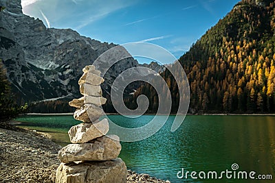 Lago di Braies Stock Photo