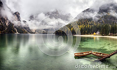 Lago di Braies, Italy Stock Photo