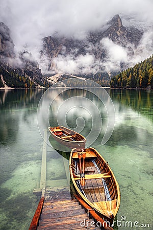 Lago di Braies, Italy Stock Photo