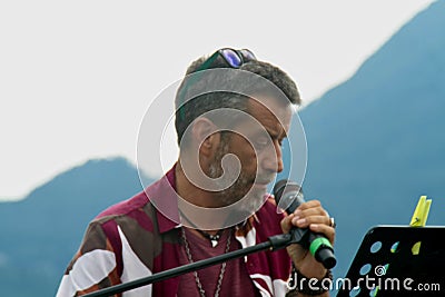 Lago di Santa Croce - July 29th 2023 - the Italian songwriter Daniele Silvestri performing live Editorial Stock Photo