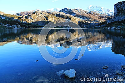 Lago Ercina, Cangas de OnÃ­s, Spain Stock Photo