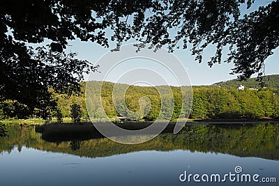 Lago Pranda view - lake in Reggio Emilia province, Emilia Romagna district, Italy. Beautiful National Park in summer. Stock Photo