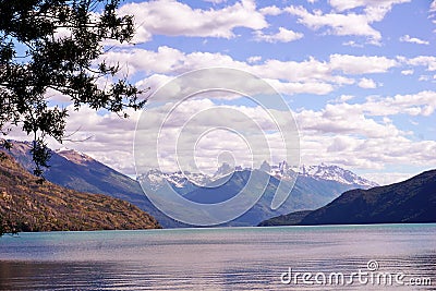 Lago Puelo mountainside view Stock Photo