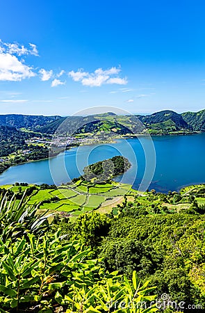 Lagoa Azul, Lagoa das Sete Cidades, SÃ£o Miguel Island, Azores, AÃ§ores, Portugal, Europe Stock Photo