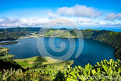Lagoa Azul, Sete Cidades, SÃ£o Miguel Island, Azores, AÃ§ores, Portugal, Europe Stock Photo
