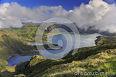 Lagoa do Fogo on San Miguel island of Azores Stock Photo