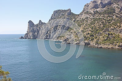 Lagoon mountains in the background Stock Photo