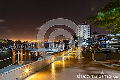 Lagos five cowries creeks at night with Victoria Island bridge in the distance Stock Photo