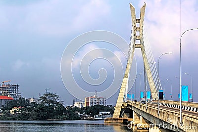 Lagos, Nigeria; Lekki-Ikoyi Suspension Bridge - West Africa Stock Photo