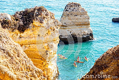 Rocky coastline in Lagos, Portugal Editorial Stock Photo