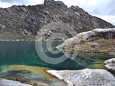 Laguna churup in cordillera blanca in peru Stock Photo