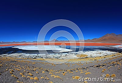 Laguna Colorada Bolivia, fisheye prespective Stock Photo